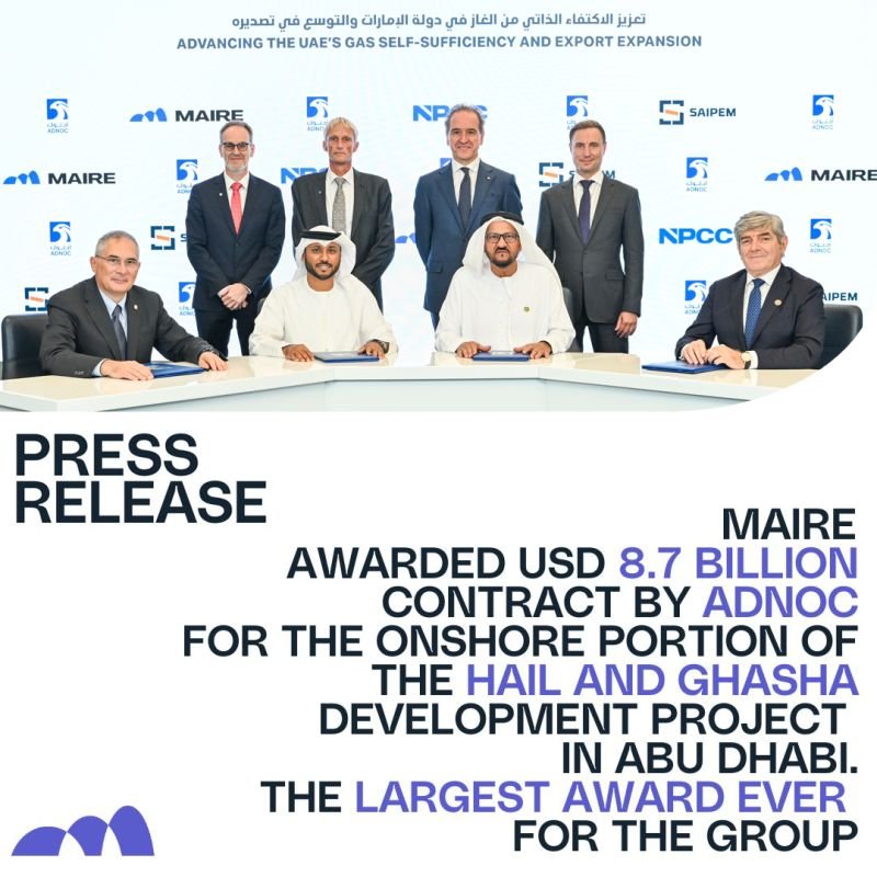 MAIRE awarded USD 8.7 billion contract by ADNOC for the onshore portion ...